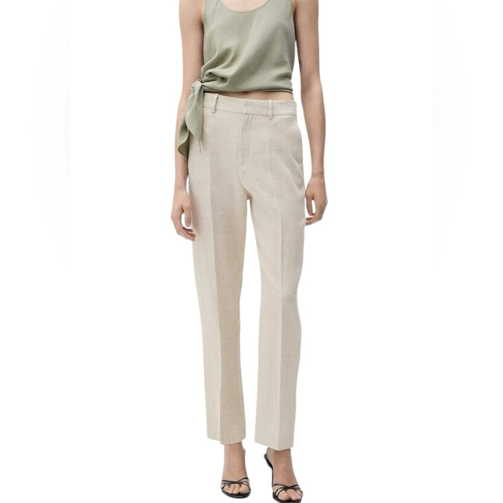 Mango Boreli Natural White All Linen Women's Pants(NWT)